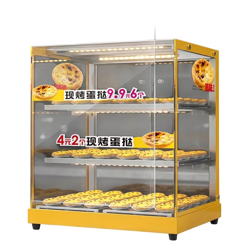 220V Multi Layer Heating Display Cabinet With Light For Bakery Egg Tart Warmer Insulation Equipment Food Keeping Showcase