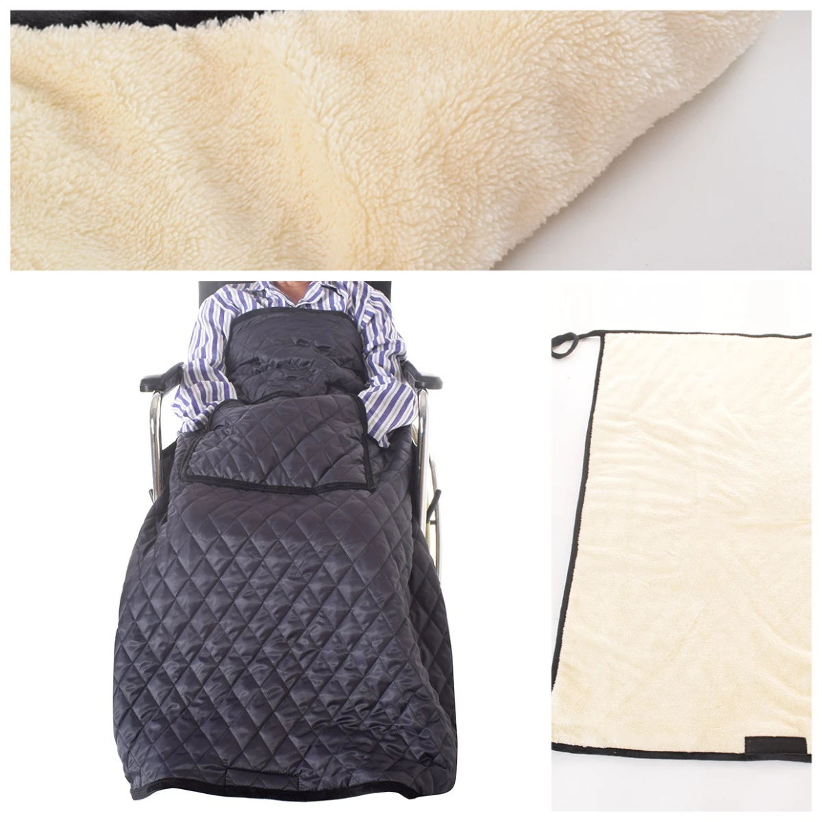 Wheelchair Blanket Thicken Warm Wheelchair Apron Fleece Wrap Blanket Accessories for The Aged Patient Elderly Wheelchair Cover