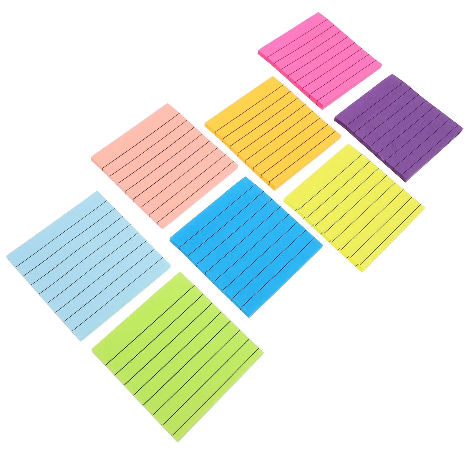 

8pcs Fluorescent Lined Memo Pads Self Adhesive Notebooks Colored Tabs Practical Office School Supplies