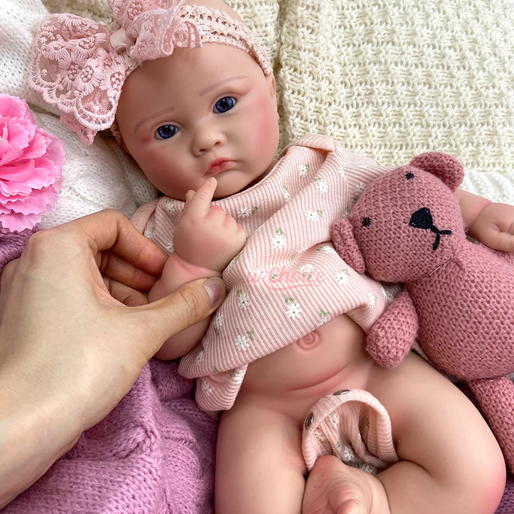 Bocca aperta 18 "fatta a mano in silicone rinato bambina ponderata 6 libbre paffuta 3D dipinta bambola appena nata per regali di compleanno per artisti spagnoli