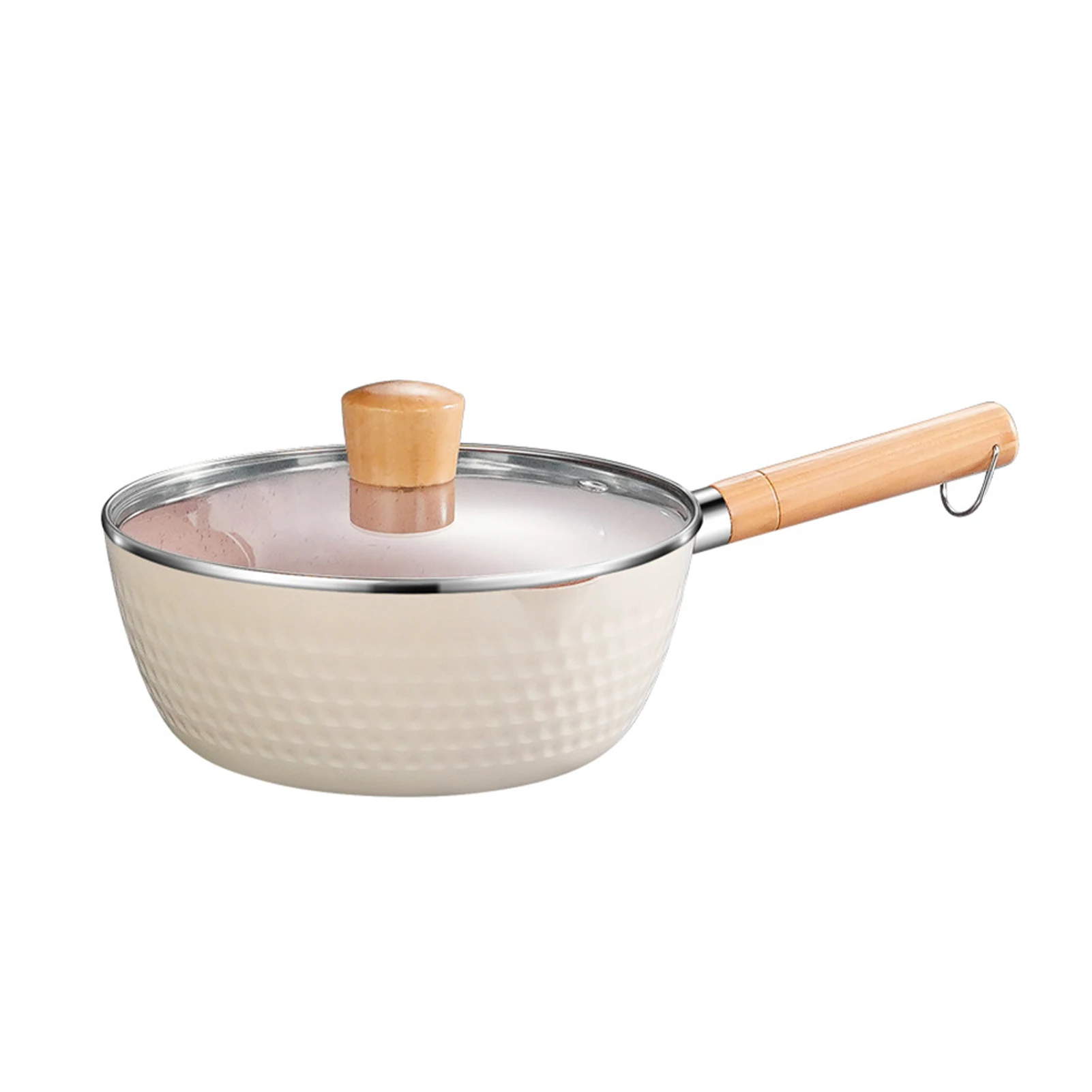 Induction Hob Small Soup With Lid Cooking Pot Frying Noodle Heater Wood Handle Kitchen Milk Pan Easy Clean Non Stick Saucepan