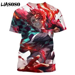 Hot Salling 2024 New Anime Demon Slayer Fashion Harajuku T-Shirt Cartoon 3d Print Short Sleeve Cosplay Top Tees