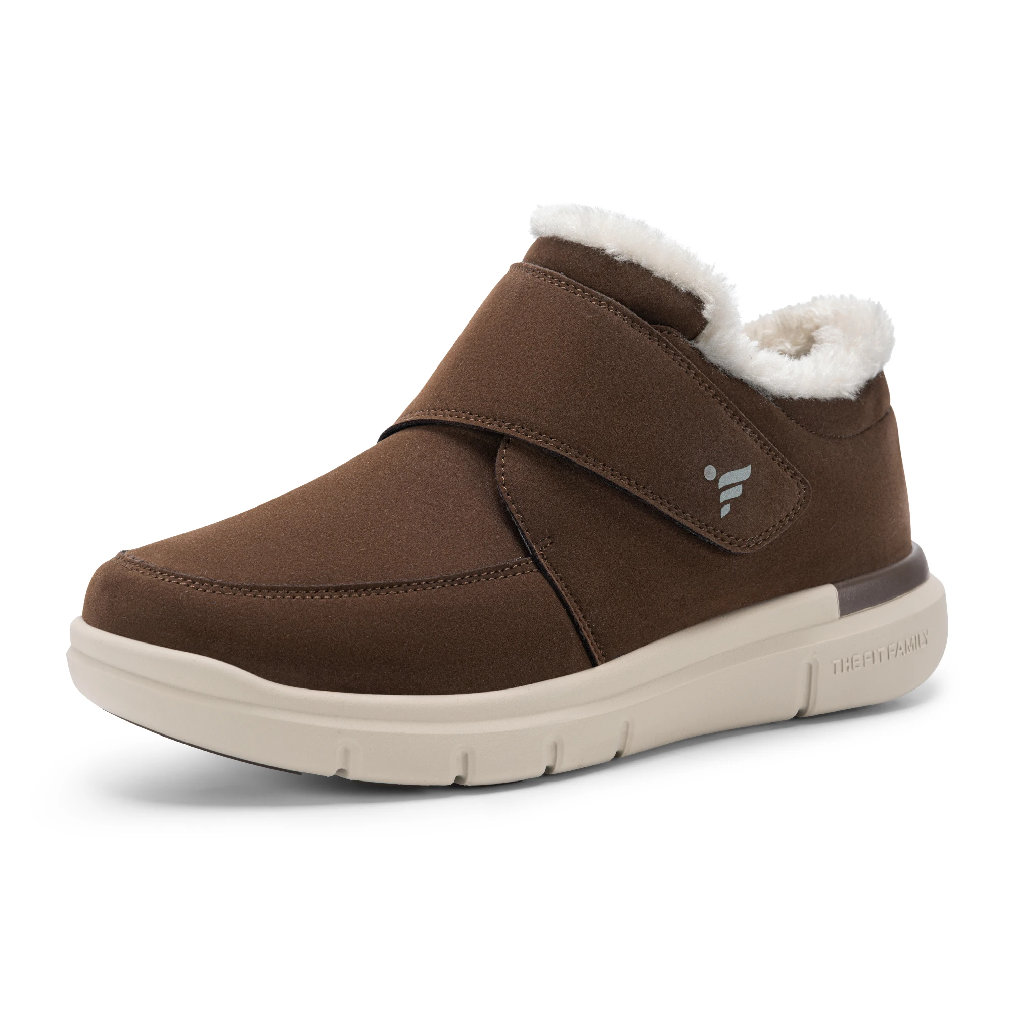 Fittington Men's Diabetic Shoes Extra Wide Toe Winter Boots Warm Plush Lining House Walking Shoes for Men Swollen Feet Non‑Slip
