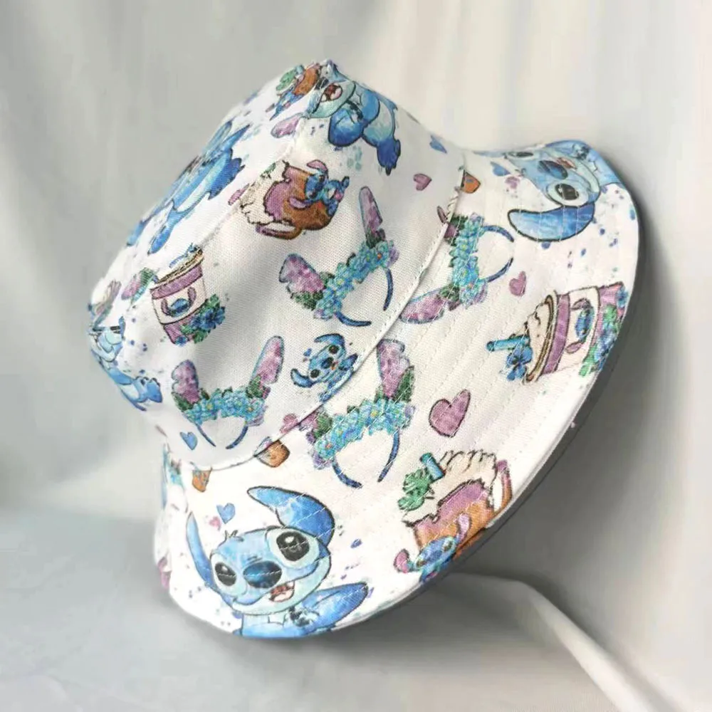 New Cross-border Cute Style Cartoon Stitch Print Student Four Seasons Sunshade and Sunscreen Versatile Bucket Hat