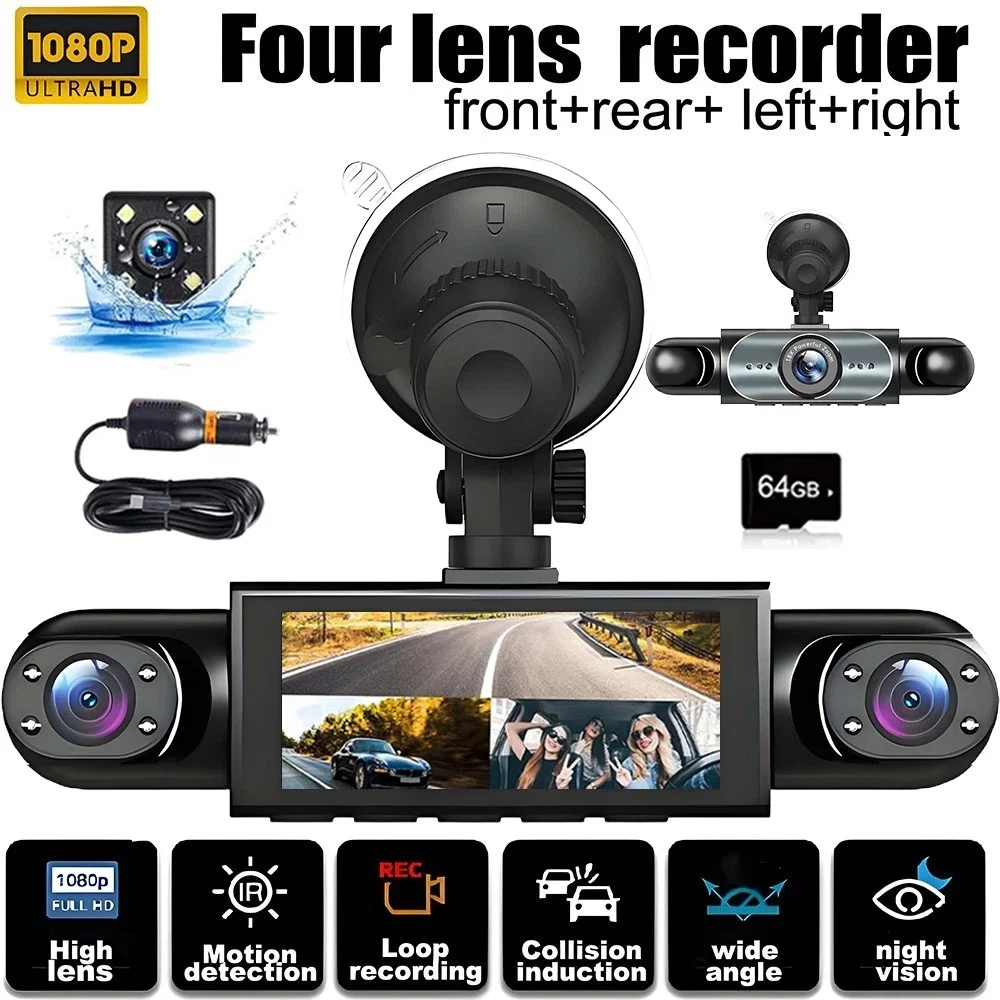 

﻿ Видеорегистратор для автомобилей, 4-канальный, Wi-Fi, FHD 1080P, ночное видение, циклическая запись, режим парковки 24 часа, автомобильный аксессуар