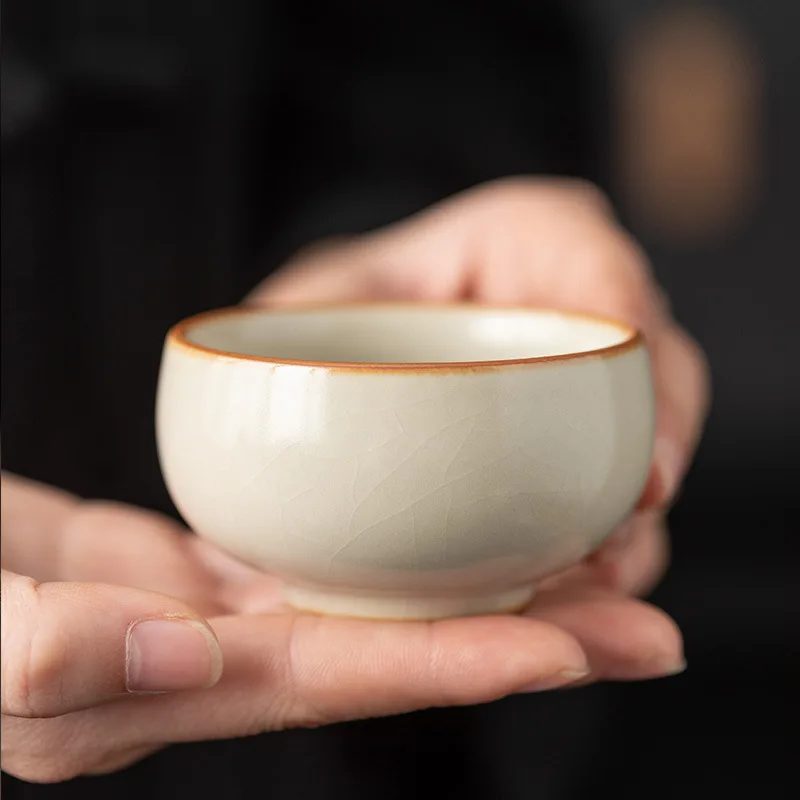 Handmade Tea Cup Master Ceramic Kung Fu Tea Set Tea Cup Ru Kiln Crack Can Be Nurtured Home Use Single Cup Personal