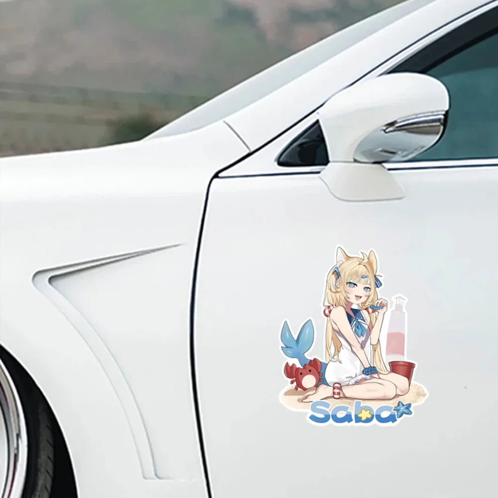 VTuber Sameko Saba Cute Cartoon Girl Car Stickers Waterproof Vinyl Decal for Auto Door Bumper Trunk Windshield Decor Accessories