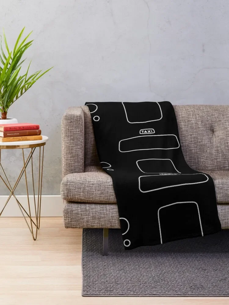 London black cab taxi Fairway FX4 outline graphic (white) Throw Blanket Retros Flannel Fabric Blankets For Sofas Blankets