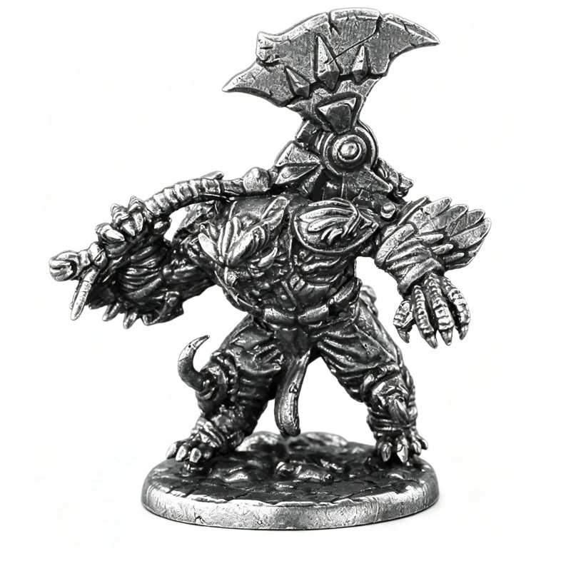 Metal Owl Warrior Miniature Figure, Tabletop Wargame Chess Piece, Solid White Copper Decor Ornament, Collectible Gift
