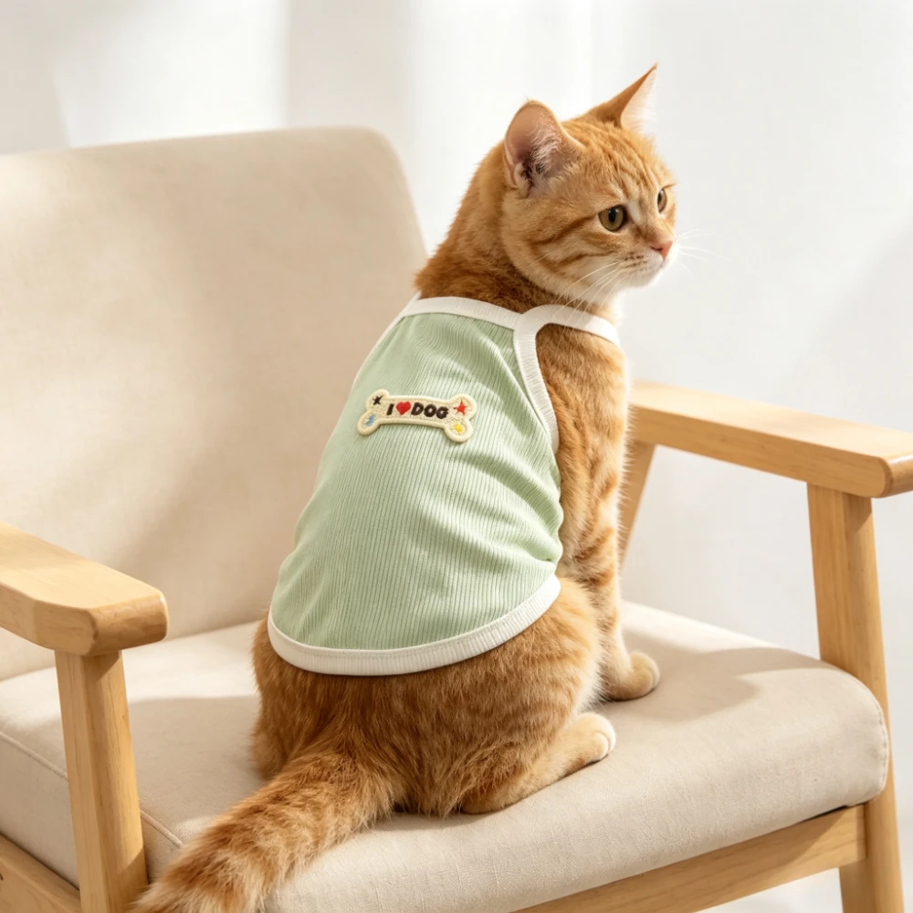 piece Knit Decorative Breathable Striped Pet Tank Top Summer Lightweight Pet Clothing Comfortable Daily Wear Suitable for Small