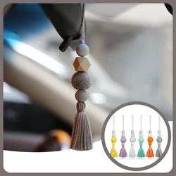 New Car Perfume Decoration Air Freshener Aromatherapy Pendant Hanging Ornaments Wood Bead Felt Ball Perfume Auto Accessories