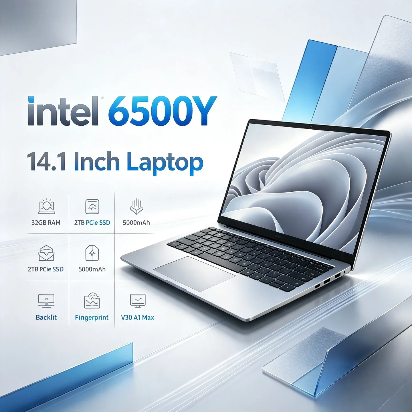 6500Y Intel 14.1 Inch Ultra Light Laptop 2C4T 1.1 3.4GHz 32GB RAM 2TB PCIe SSD 5000mAh Backlit V30 Fingerprint A1 Max