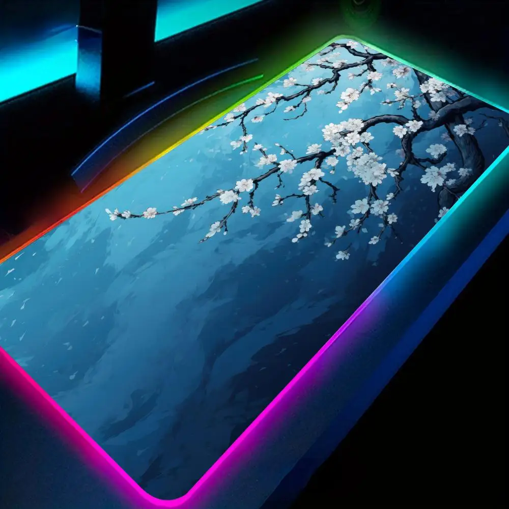 

Декоративная тема вишни RGB коврик для мыши настольный коврик игровые коврики противоскользящие прочные настольные аксессуары светодиодное свечение игровой коврик для мыши