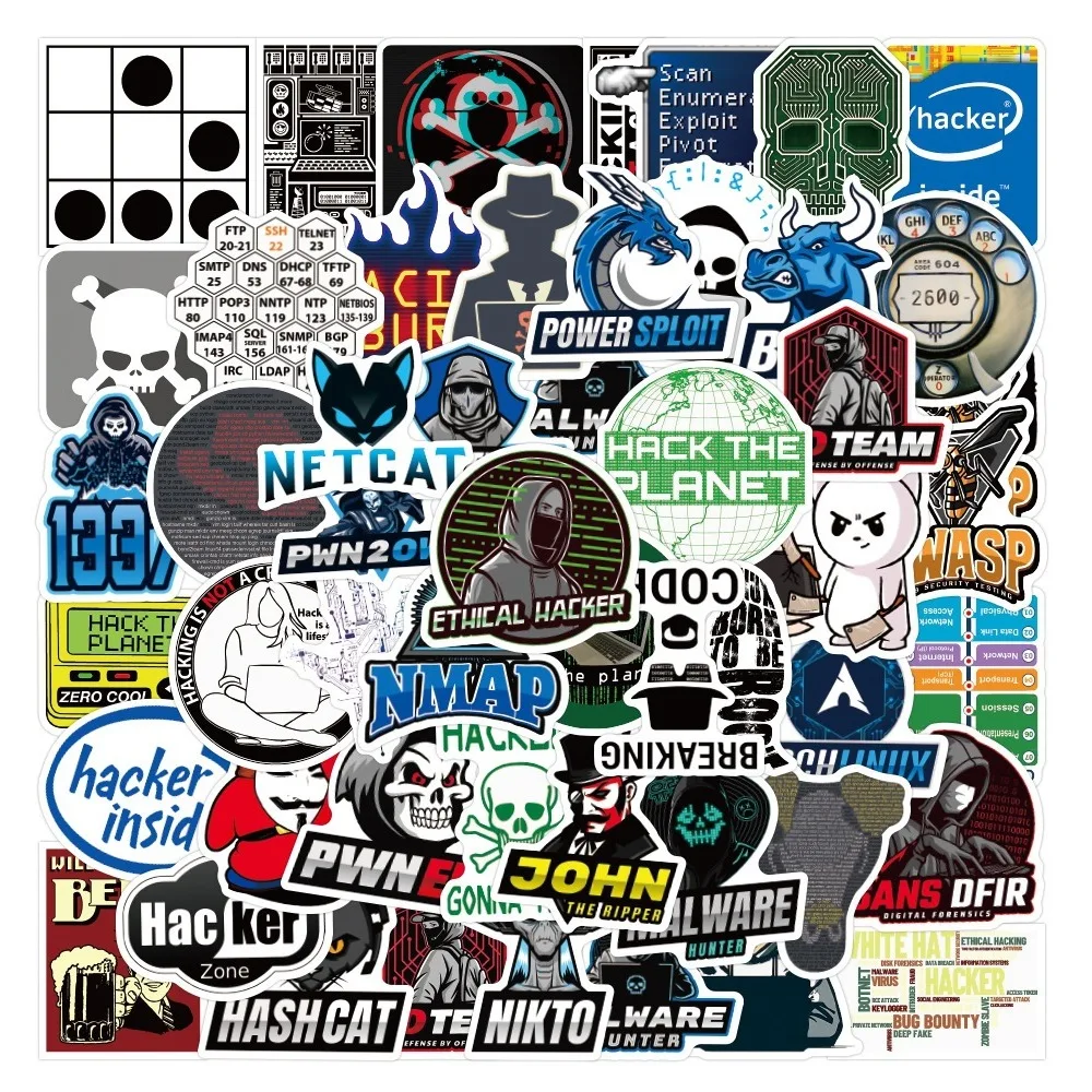 50pcs Hacker Doodle Stickers Thermos Cup Luggage Computer Phone Stickers