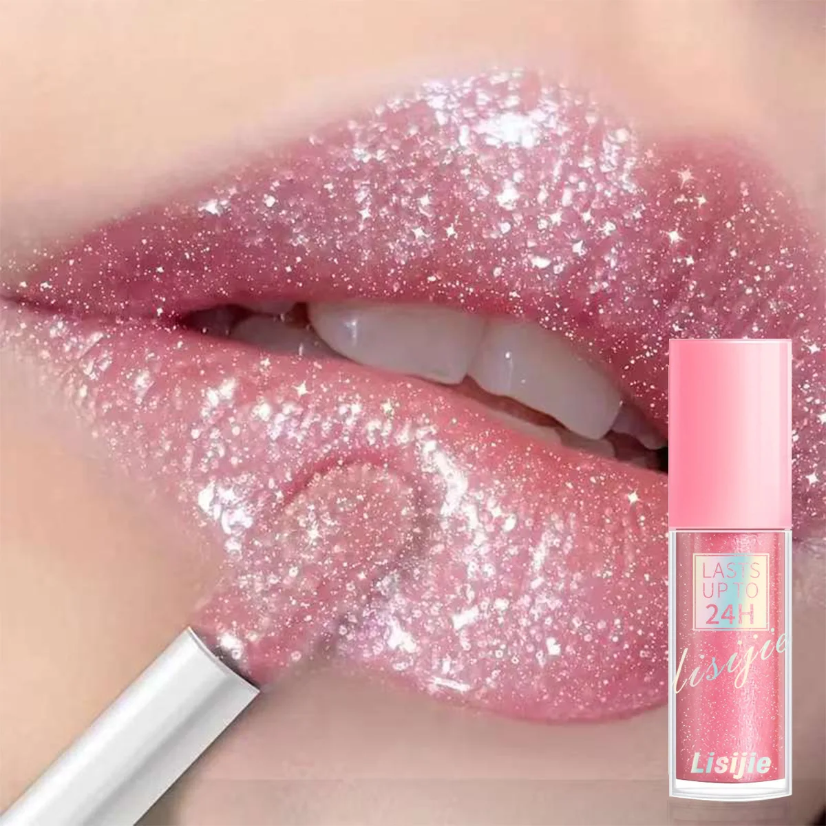 Glitter Lip Glaze Long Lasting Waterproof Liquid Lipstick Dewy Finish Lip Oil Lip Tint Moisturizing Lip Balm Highly Pigmented