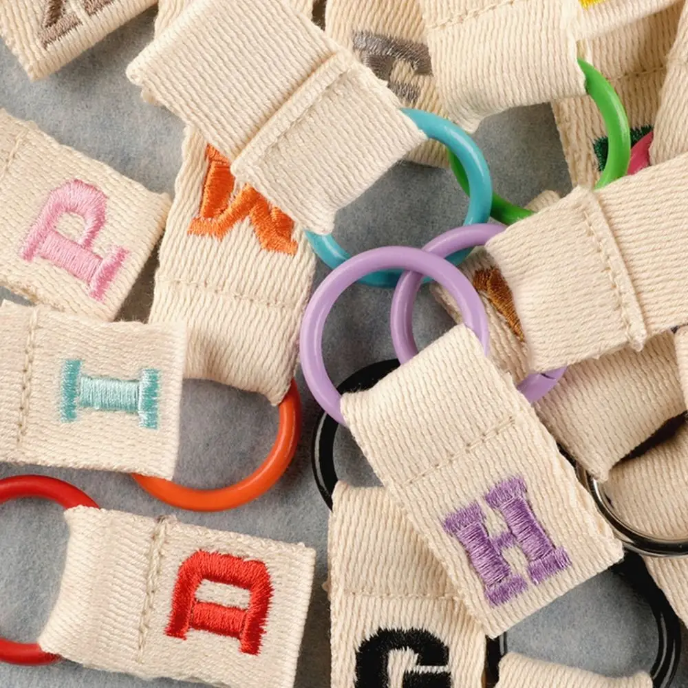 Keys Organizer 26 Letter Key Chain Key Ring Waist Buckle Alphabet Car Key Buckle Bag Charms Embroidery Business Key Holder