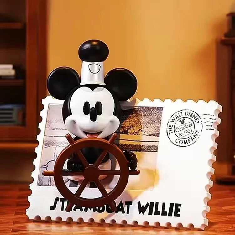 

Miniso Disney Winnie Mickey Buzz Lightyear Retro Stamp Suprise Blind Box Gifts Toy Model Anime Figures Collect Ornaments