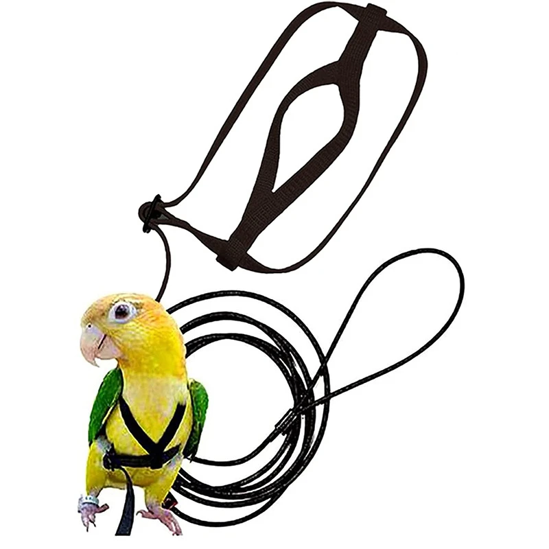 Anti-Bite Bird Harness Leash Set Parrot Harness Nylon Rope Adjustable Flying Training Design Suitable For Parrot Conures Bird