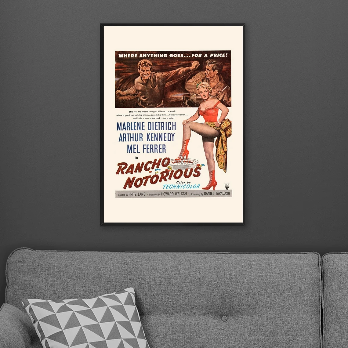 ملصق فيلم ريترو - ملصق فيلم مارلين ديتريش - فيلم رانشو السمعة إعلان ريترو كيتش ملصق الفيلم إعلان الخيال اللب