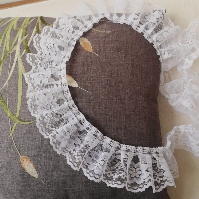 White Tulle Embroidery Wrinkled Lace Ribbon DIY Children\'s Toy Clothing Sewing Material Wedding Dress Striped Trim Decoration