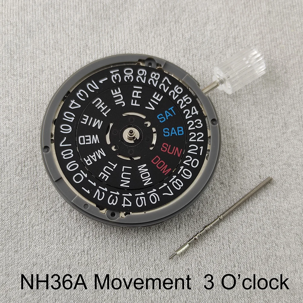 Japanese original NH36/NH36A mechanical movement English dual calendar date window watch replacement kit with high precision