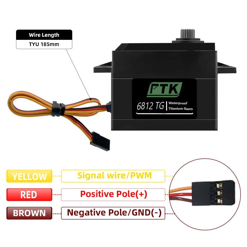 PTK 6812MG-D 20KG 25kg 30kg metalowy serwo wodoodporny do modelu samochodu RC model statku model samolotu stałopłat zdalnie sterowany samochód