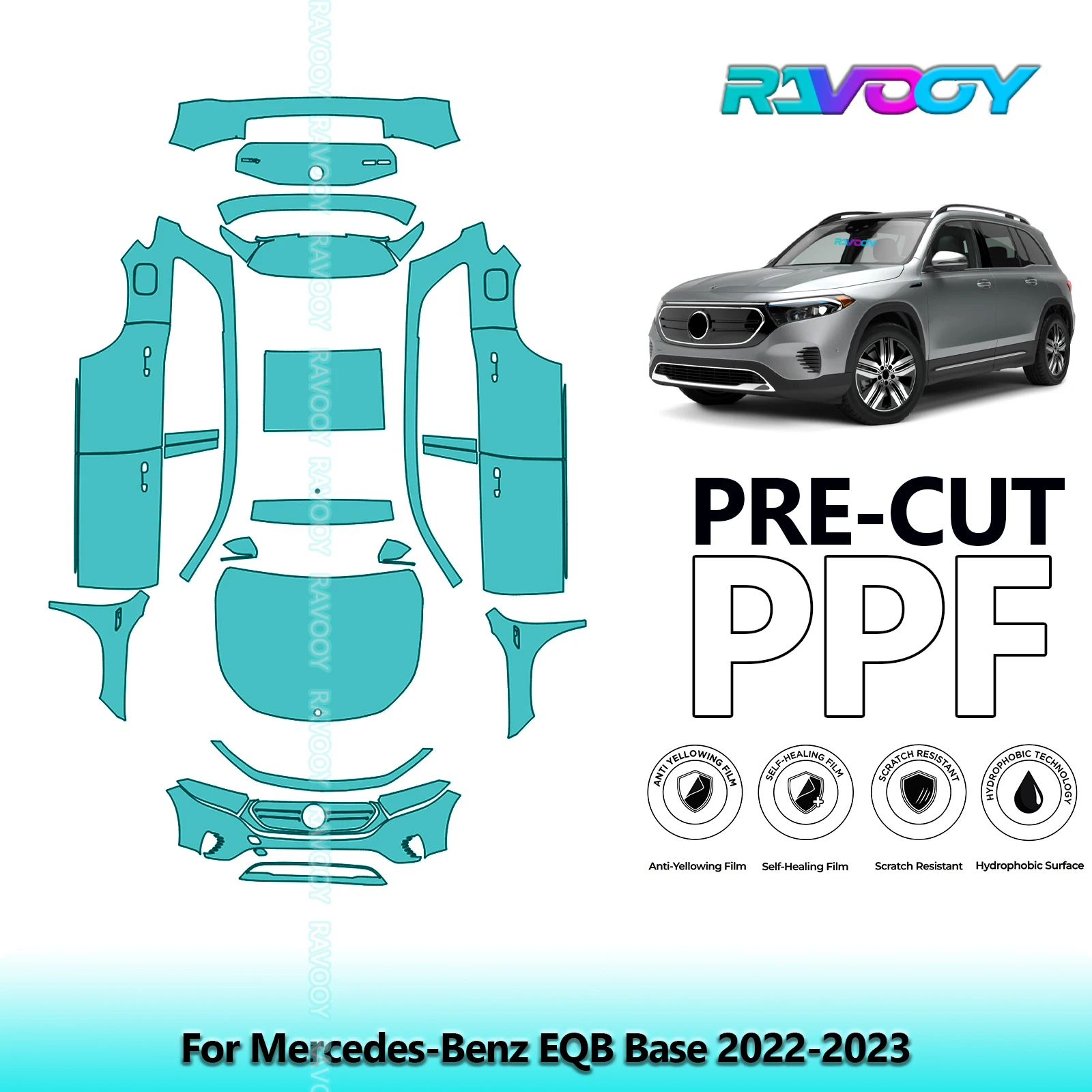 

Full Vehicle Clear Bra Precut PPF Paint Protection Film For Mercedes-Benz EQB Base 2022-2023
