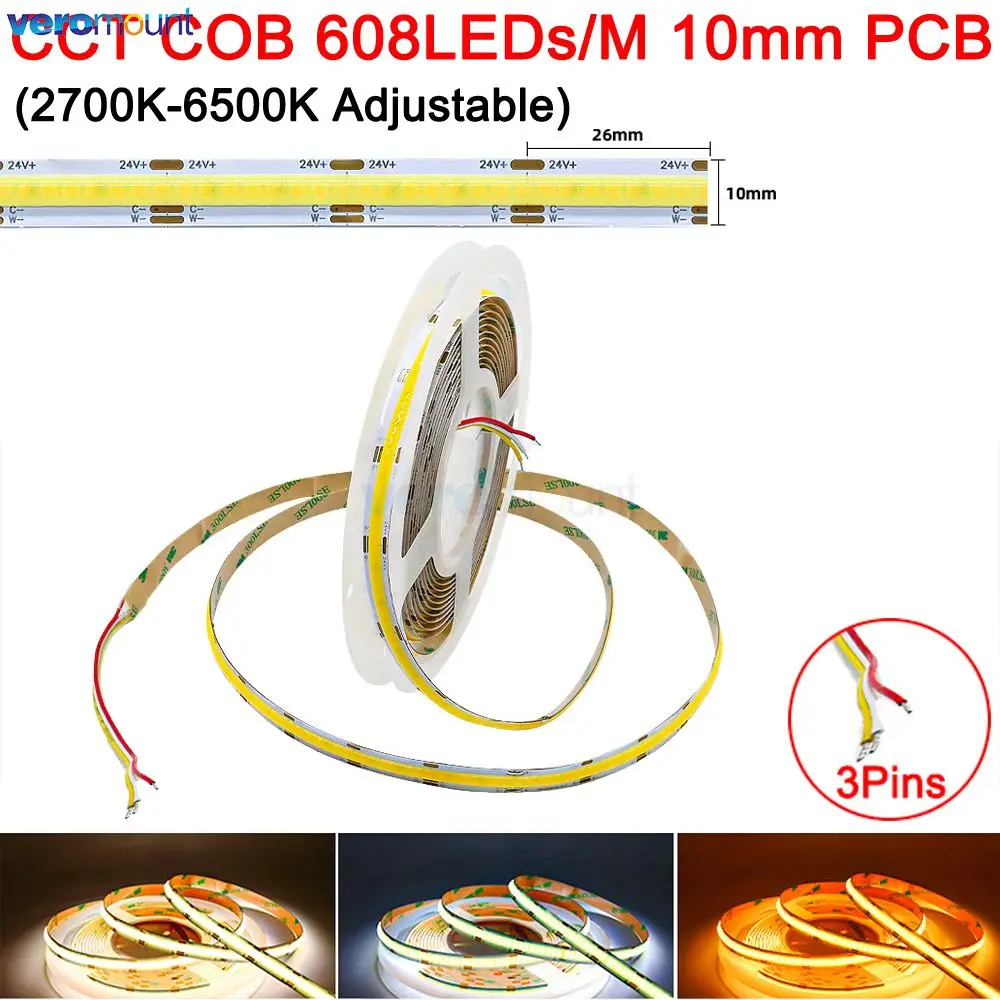 5m RGB RGBW RGBCCT CCT COB LED Strip 12V 24V DC 608 784 840LEDs/m Flexible LED Tape IP20 Waterproof High Density Dimmable FCOB