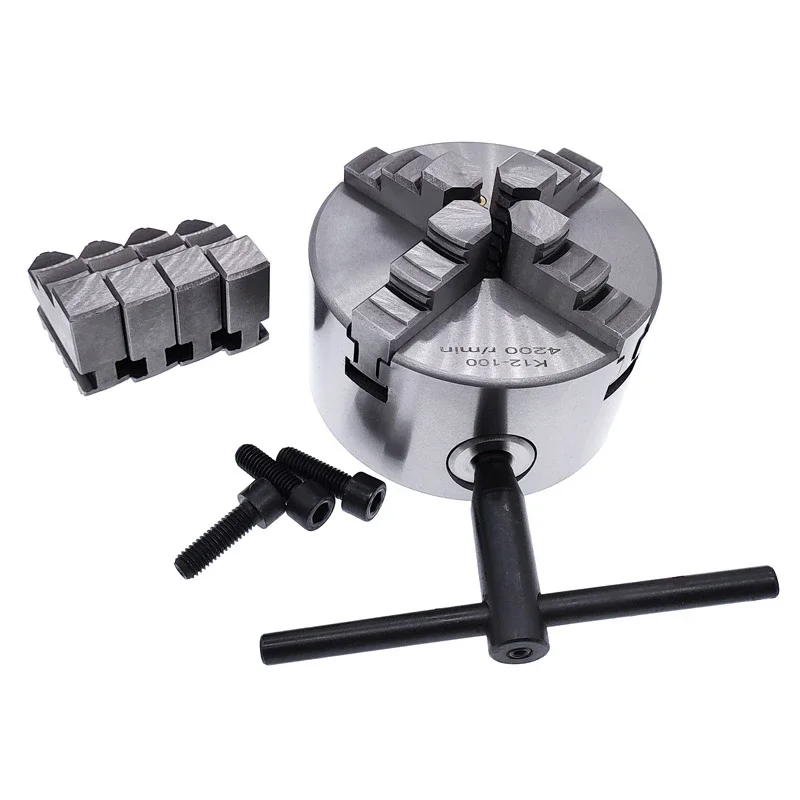 Jaw Self-Centering Chuck Lathe Chuck K12-100 Scroll Chuck 100mm For Small Lathe with Hardened Steel With Two Sets Of Jaws