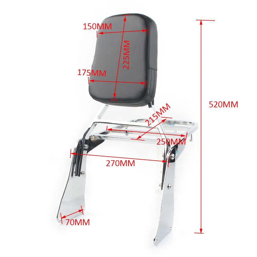 VN1500 Motorcycle Backrest Sissy Bar Set Luggage Rack For Vulcan VN 1500 Classic 1996-2008 Chrome CNC Aluminum