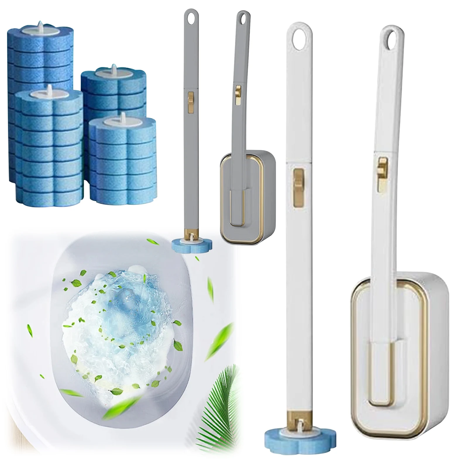 

Cleaning Brush Set with 36 Refill Heads and Holder Wall Mounted Toilet Brush with Long Handle for Wash Basins Mirrors Glass