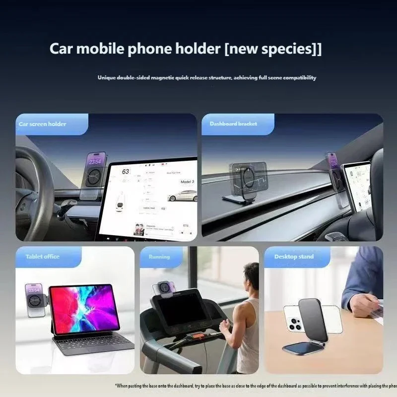 Ultra Thin Magnetic Foldable Car Phone Holder, 3200 Gauss Magnet Dual Use Car & Desktop Phone Mount image 3