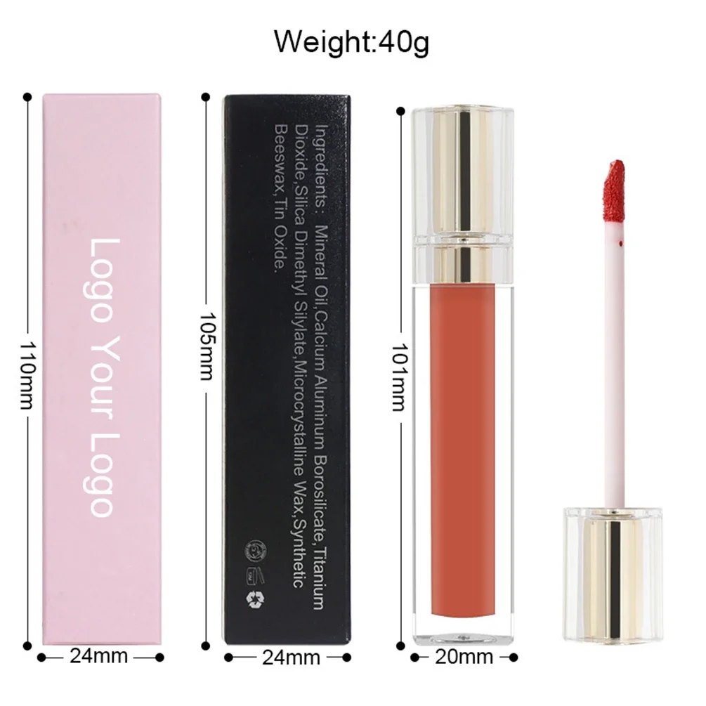 Private Label Square Empty Lipgloss Tube Custom Bulk Logo Lip Oil/glaze Liquid Lipstick Transparent Tubes Pink Black Box Makeup