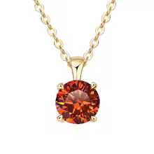 Classic Yellow Gold Cubic Zirconia Pendant 18K Silver Plated - Gold Orange