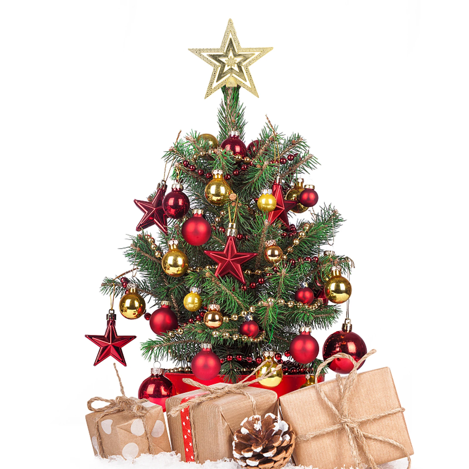 

10 Cm Metallic Line Pentagram Decoration Decorations Christmas Gold Tree Toppers