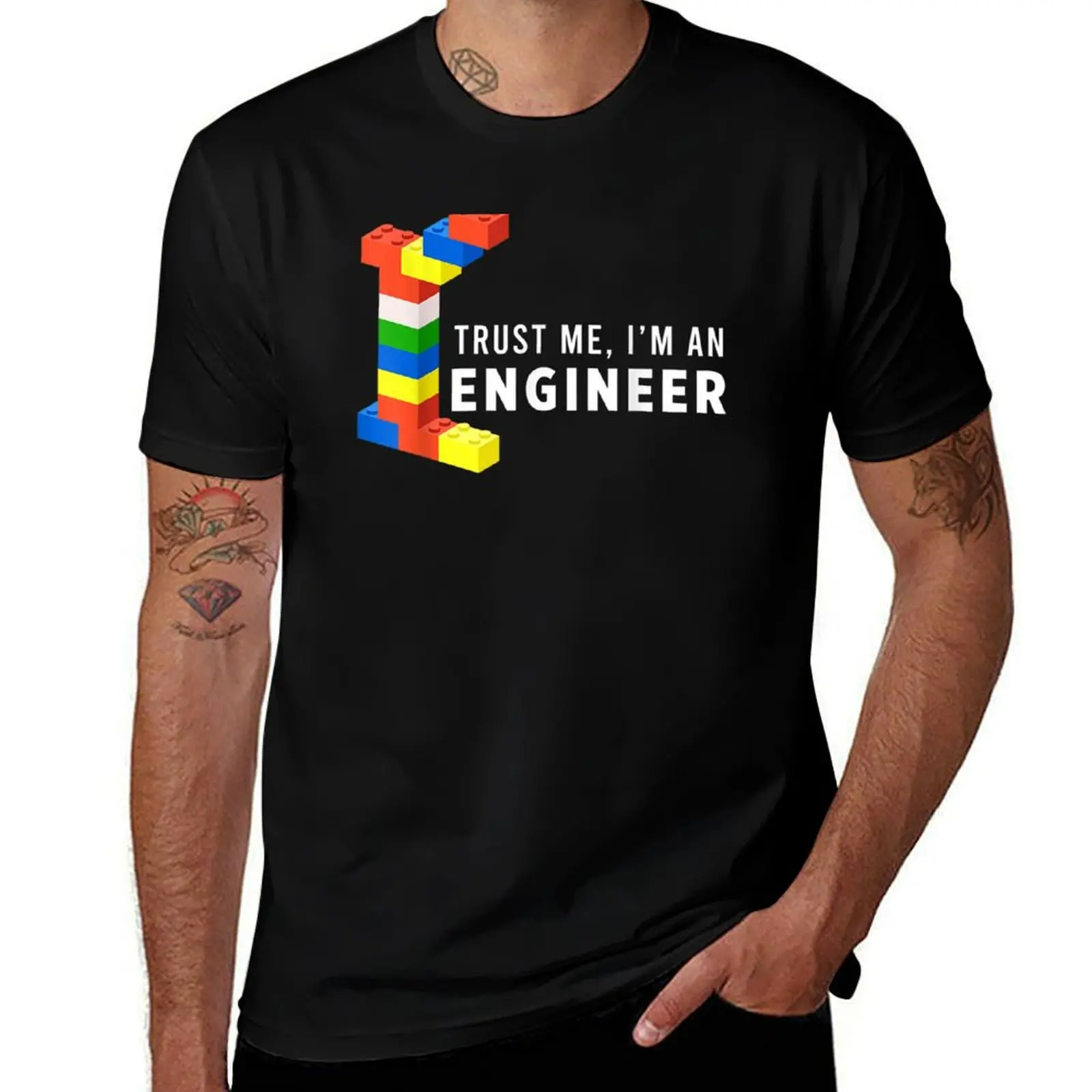 Funny Building Blocks Master Builder Engineer Construction T-Shirt Work Outdoor Short Sleeve Tee T-Shirt
