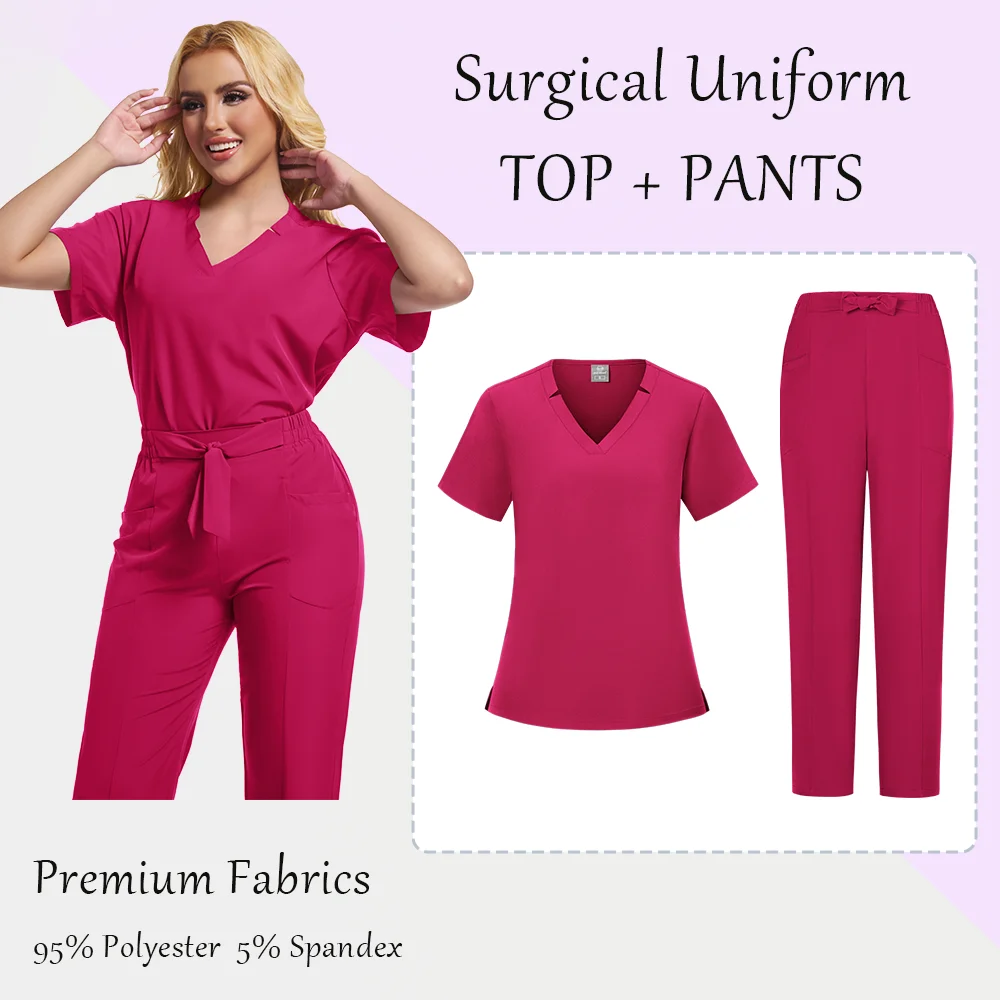 Unisex Medical Uniforms Men Women Nursing Clothes Beauty Costume Nurse Scrubs Sets Doctor Dentist Workwear Clinical Tops Pants