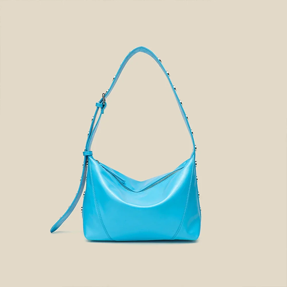 حقيبة كتف نسائية فاخرة مرصعة ببرشام عالي الجودة حقائب يد جديدة مصممة للنساء محافظ بقلاب حقيبة كروس جلدية من البولي يوريثان #4