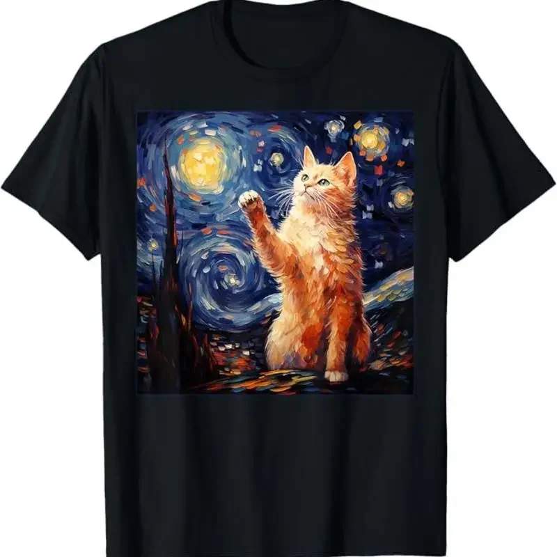 Art Van Gogh Starry Night Cat S For Cats Lover Mom Dad T Shirt