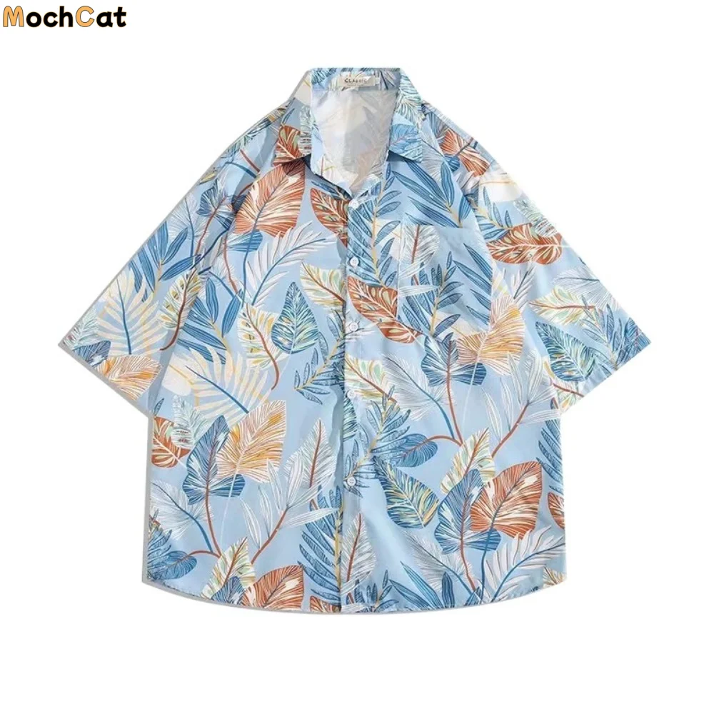 

Retro Hawaiian Style T-Shirt Floral Print Short Sleeve Unisex Floral Blouse Oversized Colorful Men's Printing Shirt