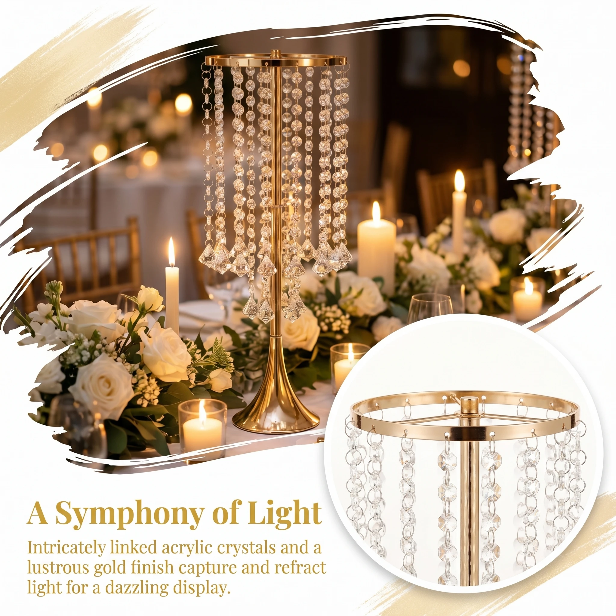 2/10pcs 럭셔리 크리스탈 플라워 스탠드 21.9 - Candle Supplies Luxury 리뷰 및 가격
