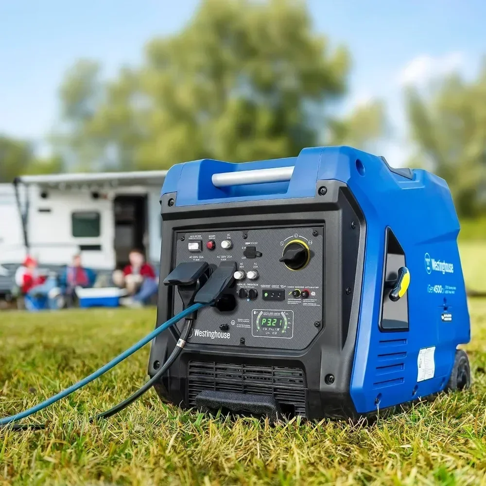 4500 Peak Watt Super Quiet Portable Inverter Generator, Wheel & Handle Kit, RV Ready 30A Outlet, Gas Powered, CO Sensor