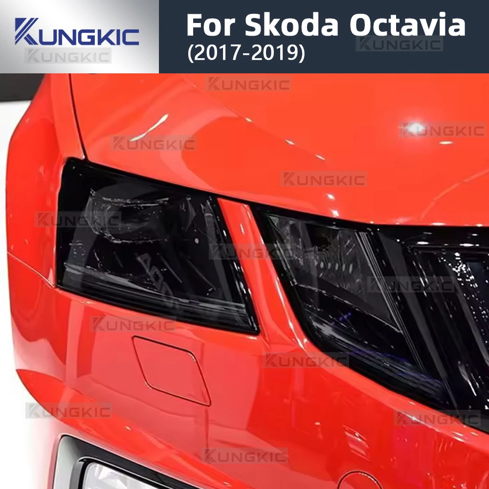 

6Pcs Car Headlight Protective Film For Skoda Octavia 3 Facelift 2017 2018 2019 Smoked Black Tint Wrap TPU Sticker