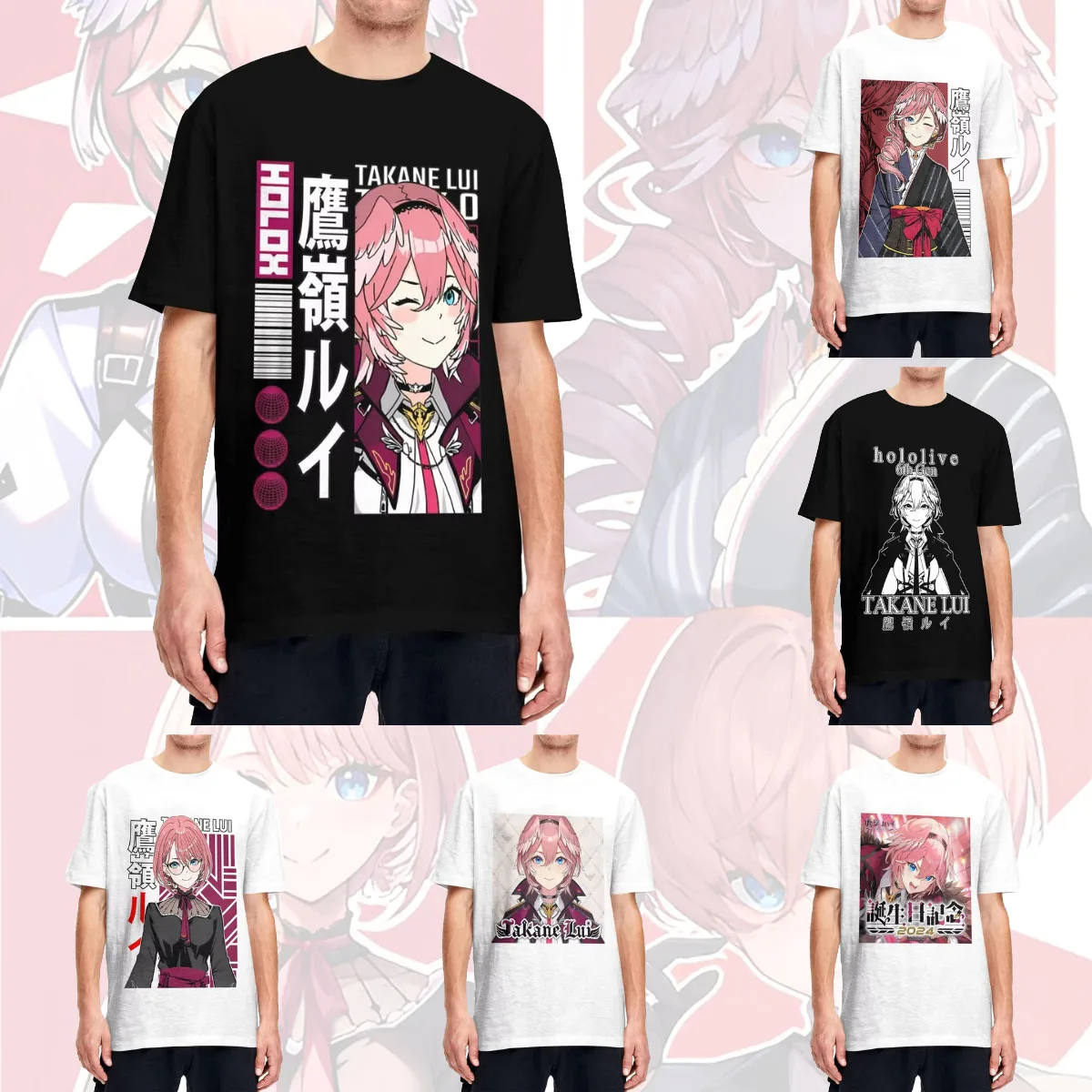 Camiseta Hololive Takane Lui, ropa de calle de verano, camisetas 100 de algodón, camiseta Harajuku para hombres, camisetas estampadas de manga corta