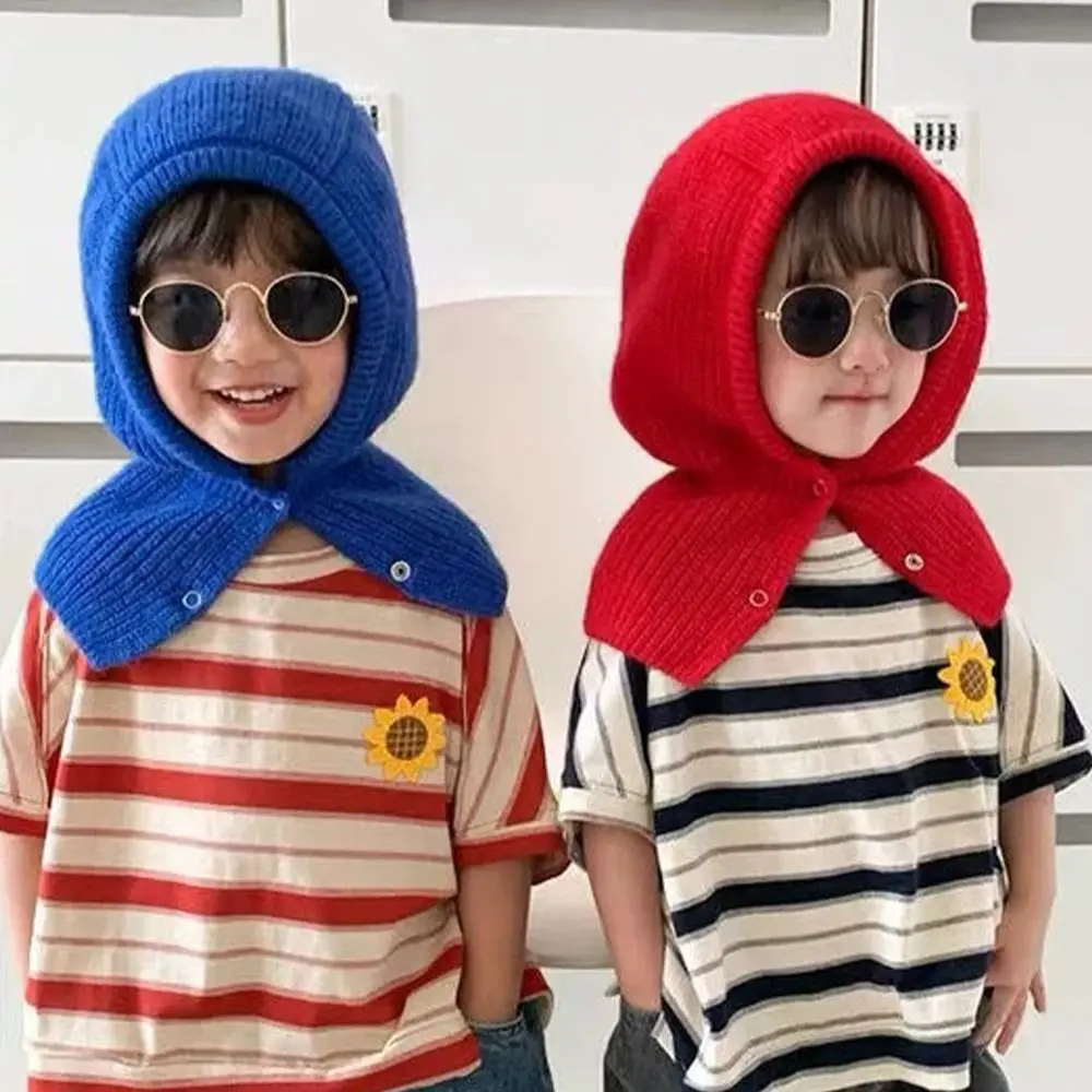 

Beanies Solid Color Knitted Hat Thickened Warm Windproof Hat One-Piece Integrated Yarn Woolen Hat Winter