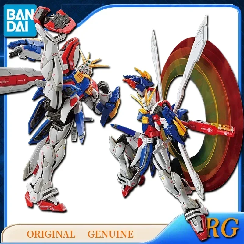 Bandai-figuras de acción de Anime para niños, juguetes originales genuinos RG 1/144, GOD GUNDAM, modelo de regalo, adornos, marca: BANDAI