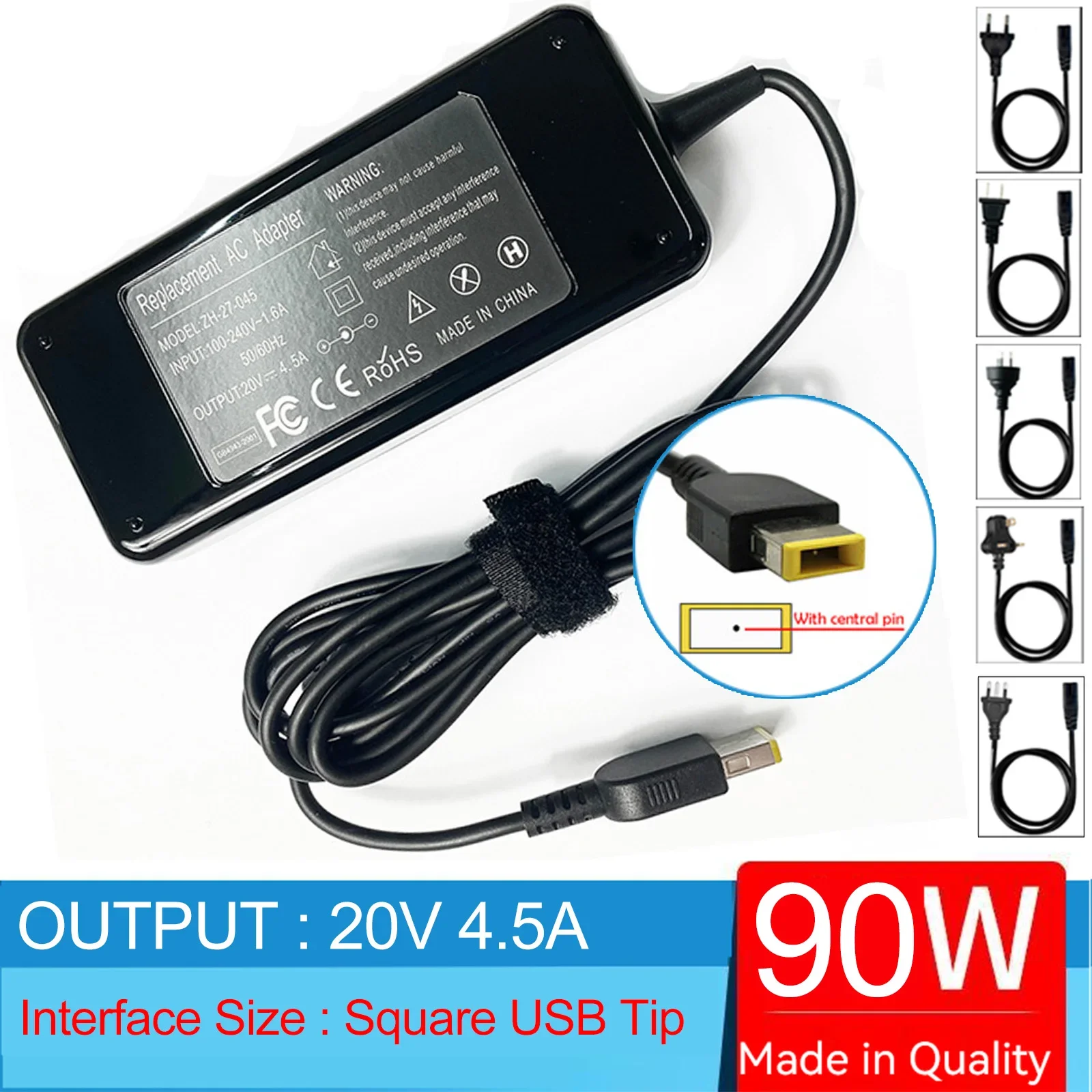 20V 4.5A  90W Laptop Ac Adapter Charger for Lenovo IdeaPad G70-70 G70-80 E50-70 E51-80