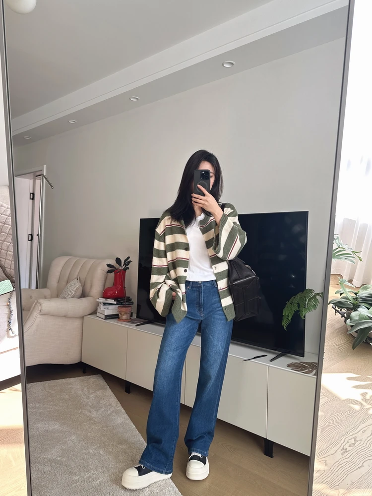 

Warm Upaded Wide Leg Jeans High Waist Straight Cut Thiened Fce Slimming Effect Long Pants Winter Faion Ladies' Denim