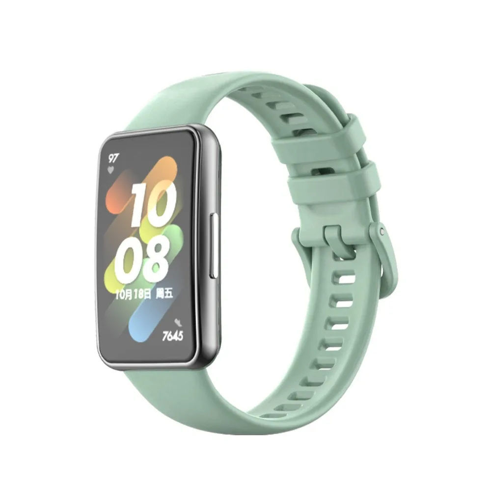 Nova pulseira de relógio de silicone adaptador de metal pulseira de substituição respirável pulseira de relógio inteligente para huawei band 7