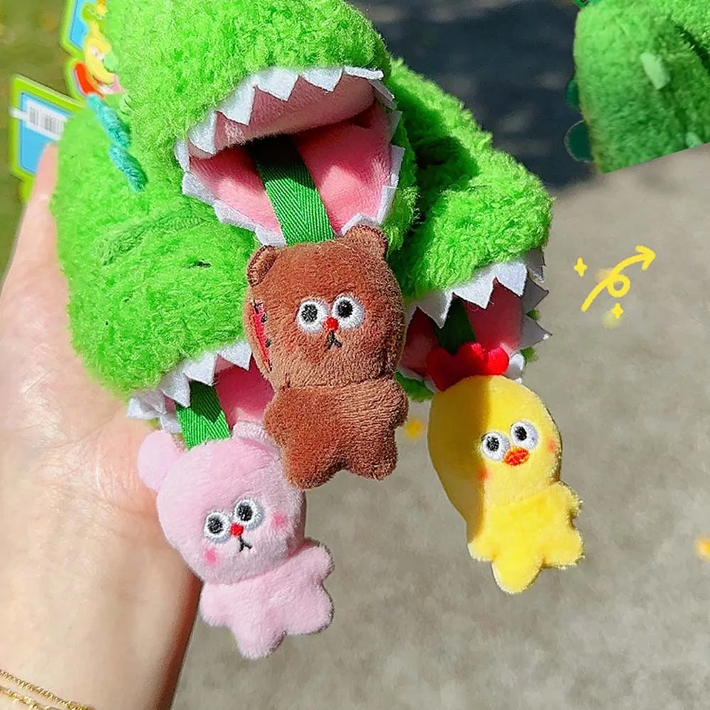 Kawaii Soft Cartoon Crocodile Pendants Chick Rabbit Drawstring Bear Doll Funny Furry Plush Animal Key Ring Boys